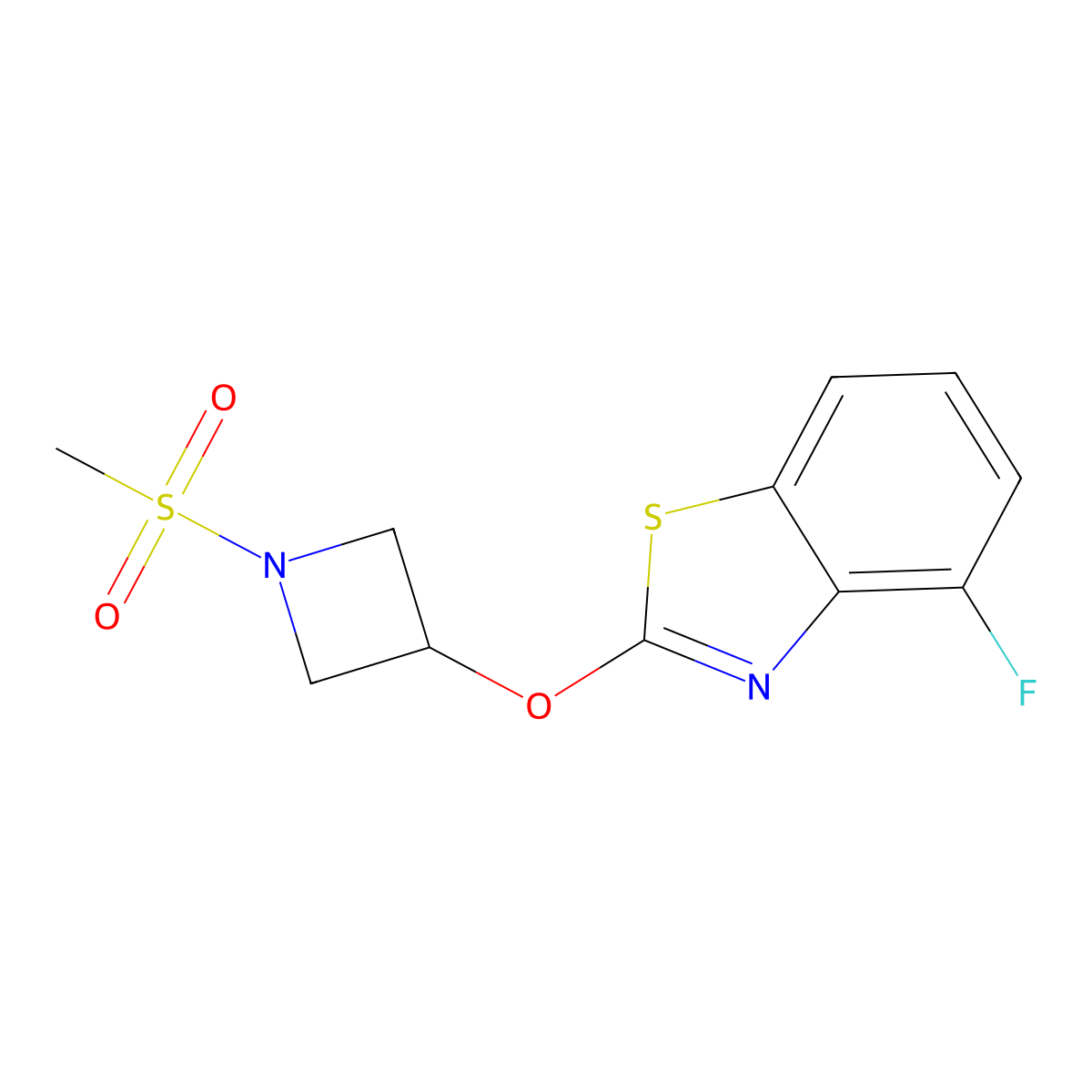 4-Fluoro-2-((1-(methylsulfonyl)azetidin-3-yl)oxy)benzo[d]thiazole molecular structure, CAS 1396629-36-9
