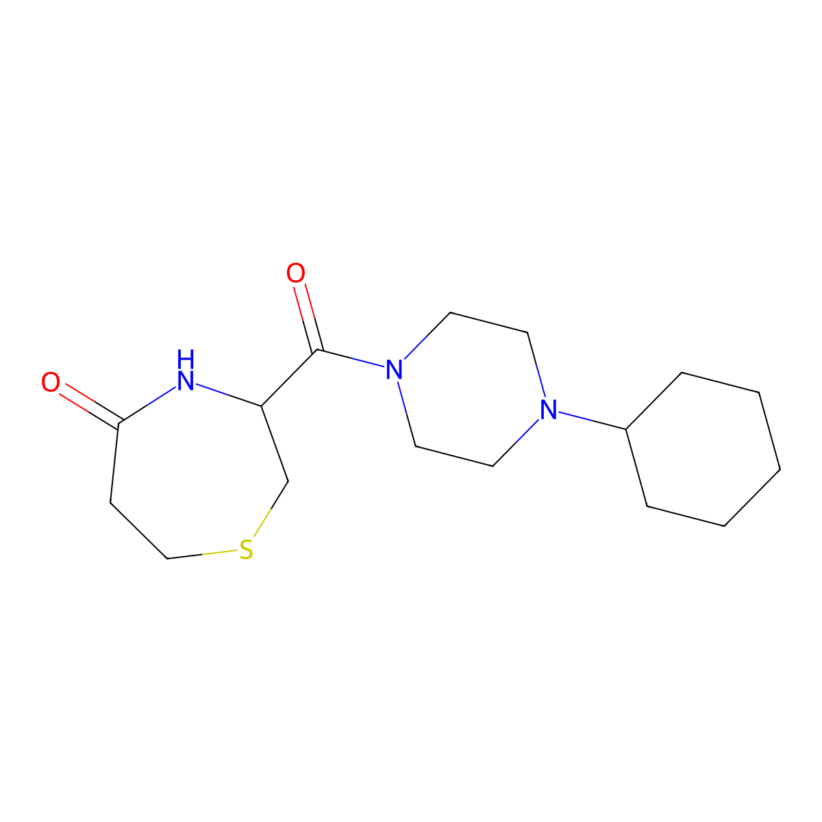 3-(4-Cyclohexylpiperazine-1-carbonyl)-1,4-thiazepan-5-one molecular structure, CAS 1396629-45-0