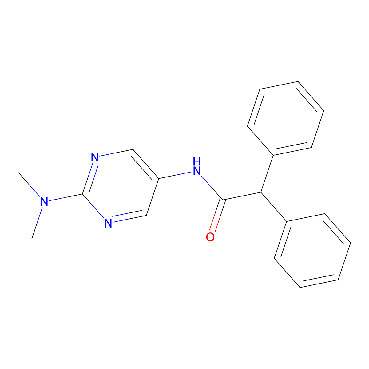 N-[2-(dimethylamino)pyrimidin-5-yl]-2,2-diphenylacetamide molecular structure, CAS 1396629-47-2