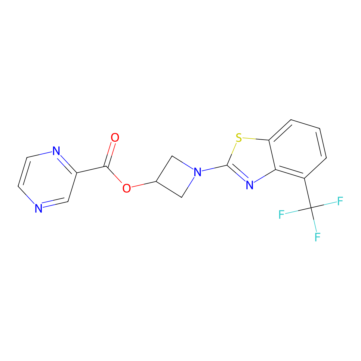 1-(4-(Trifluoromethyl)benzo[d]thiazol-2-yl)azetidin-3-yl pyrazine-2-carboxylate molecular structure, CAS 1396629-58-5