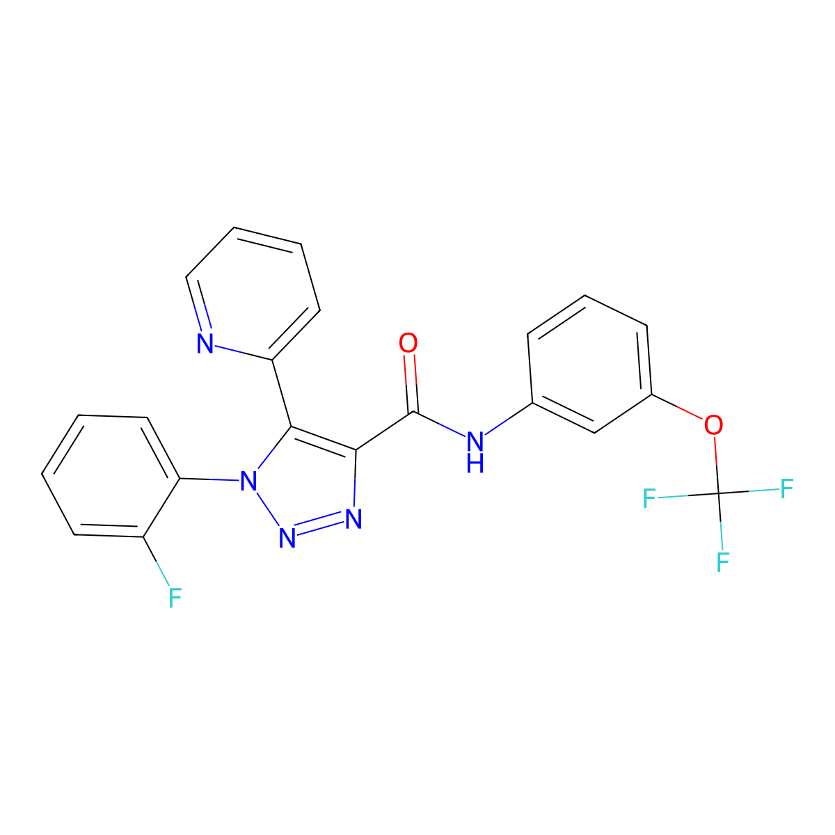 1-(2-fluorophenyl)-5-(pyridin-2-yl)-N-[3-(trifluoromethoxy)phenyl]-1H-1,2,3-triazole-4-carboxamide molecular structure, CAS 1396629-77-8