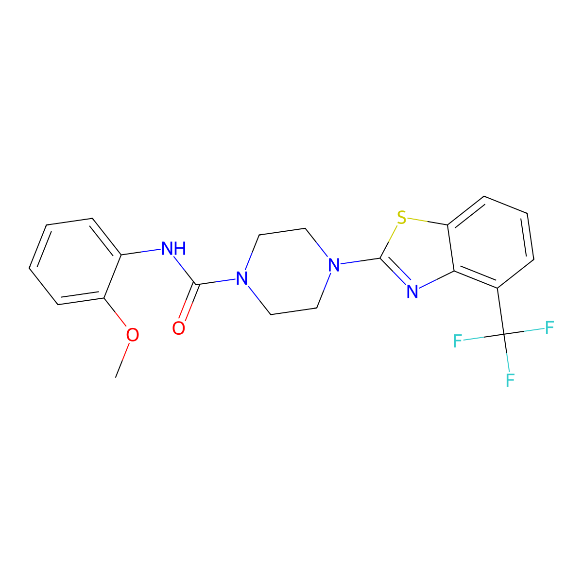 N-(2-methoxyphenyl)-4-(4-(trifluoromethyl)benzo[d]thiazol-2-yl)piperazine-1-carboxamide molecular structure, CAS 1396629-80-3