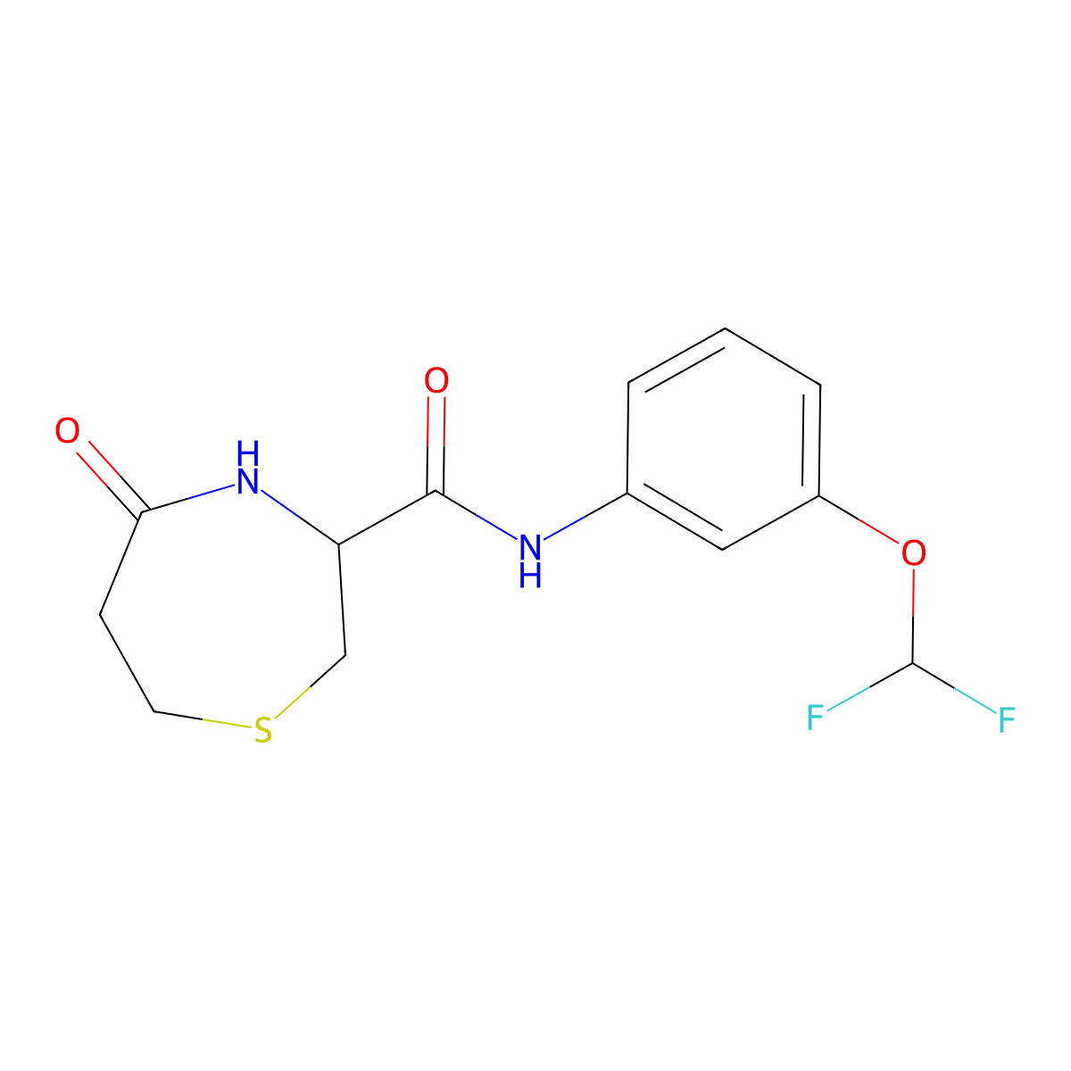 N-[3-(difluoromethoxy)phenyl]-5-oxo-1,4-thiazepane-3-carboxamide molecular structure, CAS 1396629-81-4