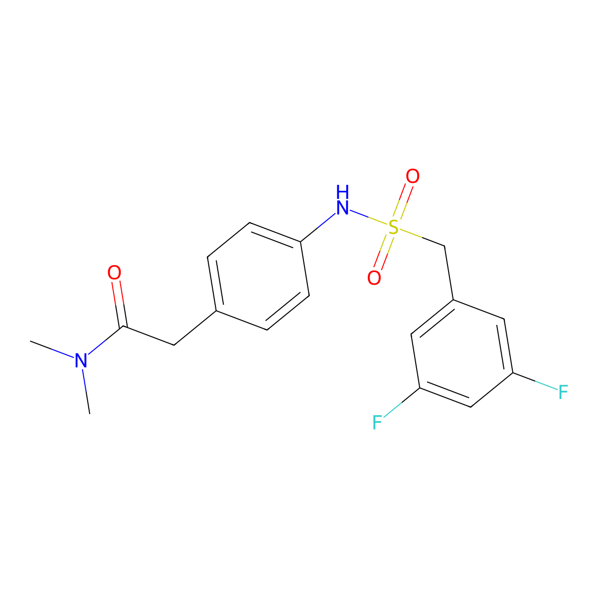 2-(4-((3,5-difluorophenyl)methylsulfonamido)phenyl)-N,N-dimethylacetamide molecular structure, CAS 1396629-94-9