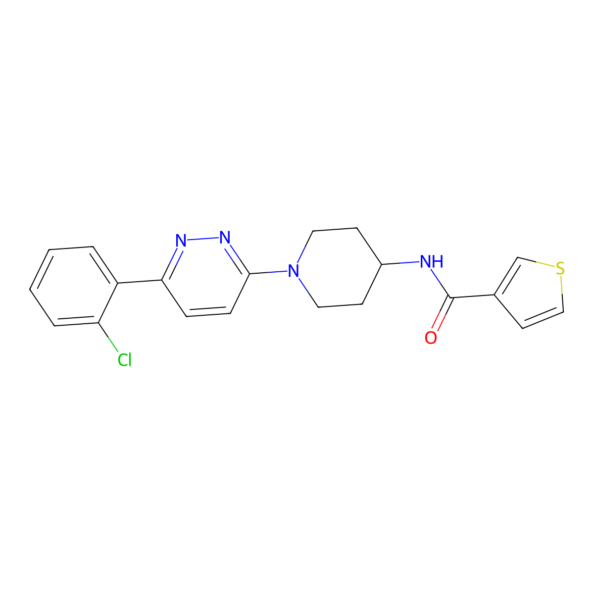 N-{1-[6-(2-chlorophenyl)pyridazin-3-yl]piperidin-4-yl}thiophene-3-carboxamide molecular structure, CAS 1396630-00-4