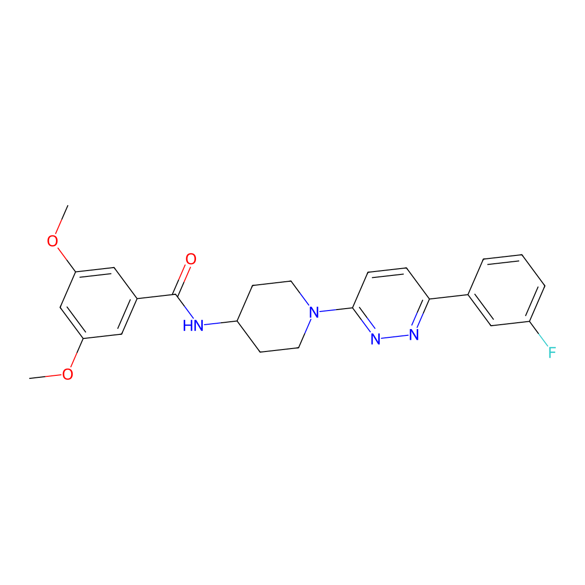 N-(1-(6-(3-fluorophenyl)pyridazin-3-yl)piperidin-4-yl)-3,5-dimethoxybenzamide molecular structure, CAS 1396630-10-6