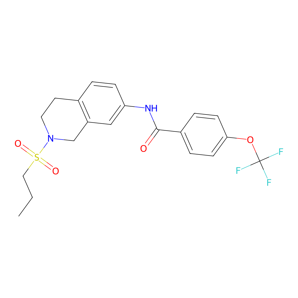 N-(2-(propylsulfonyl)-1,2,3,4-tetrahydroisoquinolin-7-yl)-4-(trifluoromethoxy)benzamide molecular structure, CAS 1396630-26-4