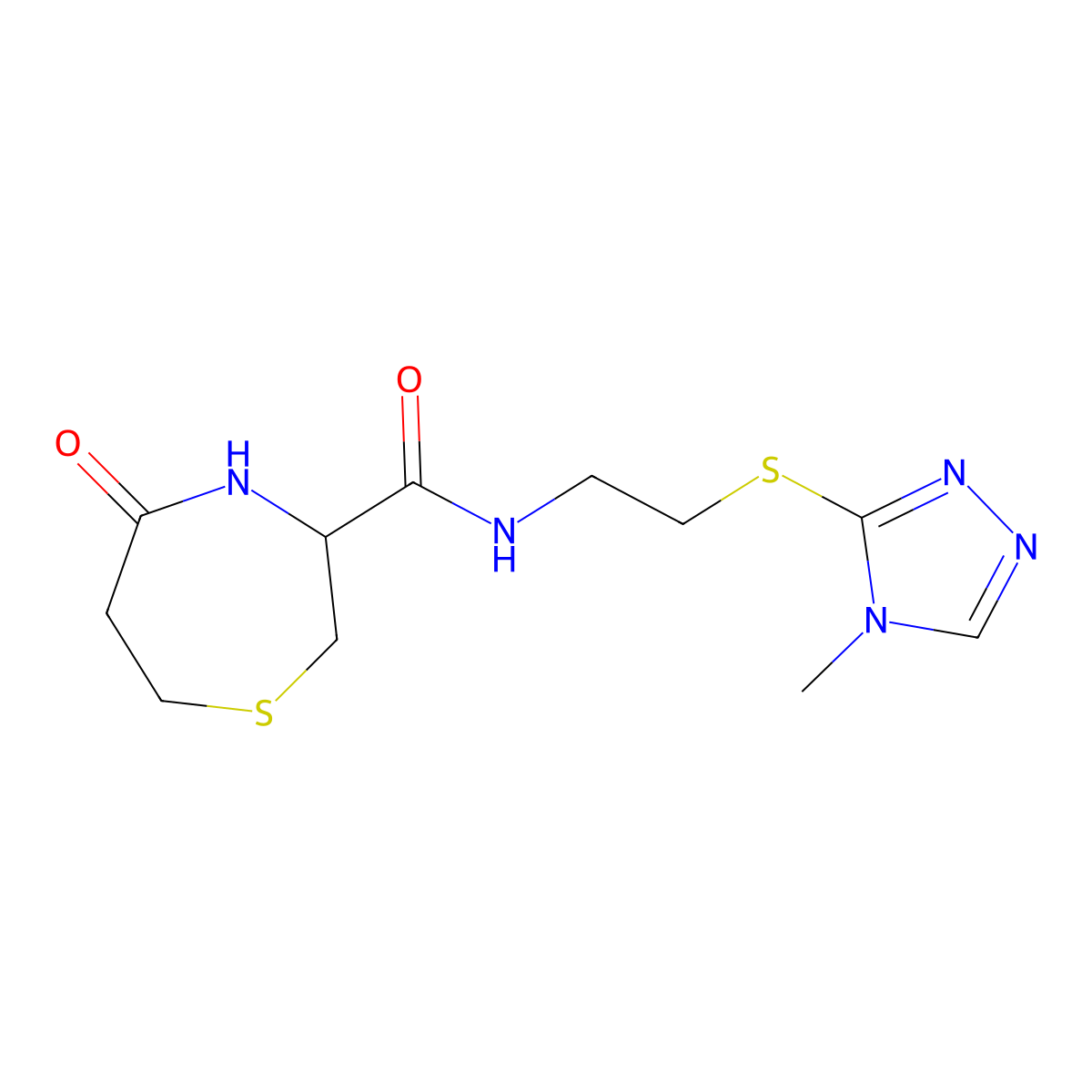 N-(2-((4-methyl-4H-1,2,4-triazol-3-yl)thio)ethyl)-5-oxo-1,4-thiazepane-3-carboxamide molecular structure, CAS 1396630-53-7