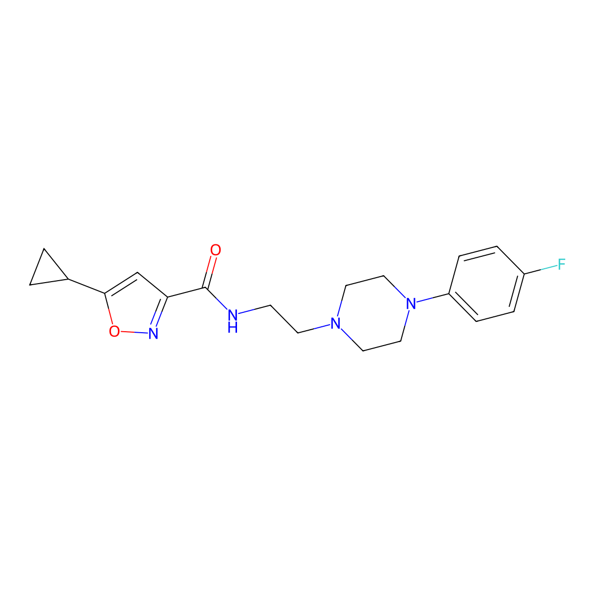 5-cyclopropyl-N-{2-[4-(4-fluorophenyl)piperazin-1-yl]ethyl}-1,2-oxazole-3-carboxamide molecular structure, CAS 1396630-55-9
