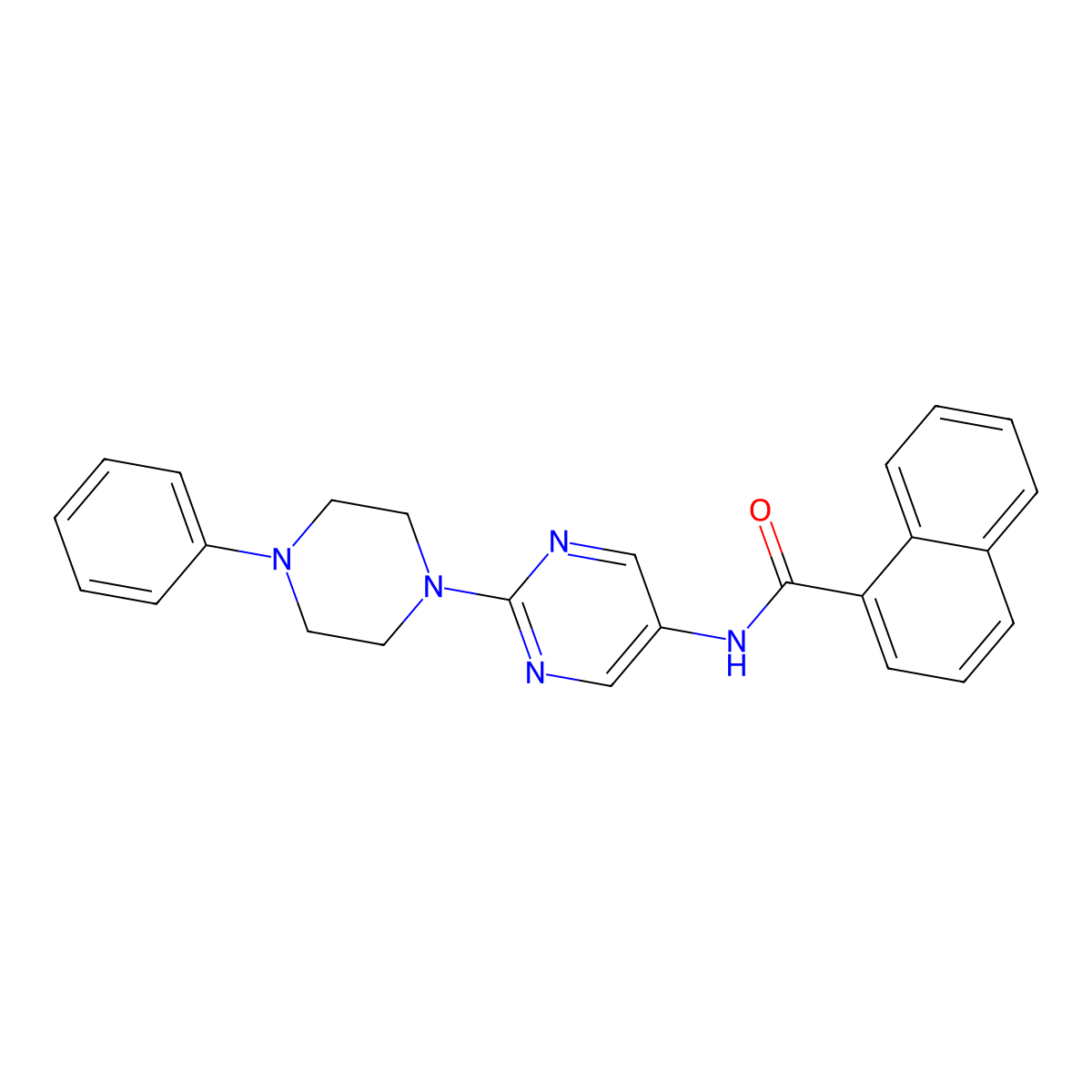 N-(2-(4-phenylpiperazin-1-yl)pyrimidin-5-yl)-1-naphthamide molecular structure, CAS 1396630-56-0
