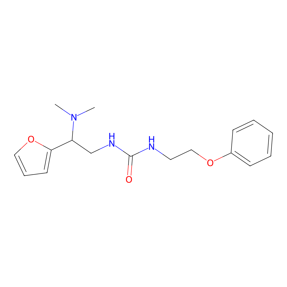 1-(2-(Dimethylamino)-2-(furan-2-yl)ethyl)-3-(2-phenoxyethyl)urea molecular structure, CAS 1396630-63-9