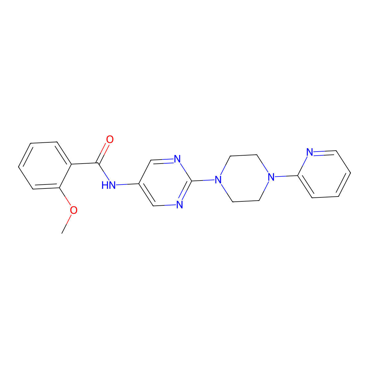 2-methoxy-N-{2-[4-(pyridin-2-yl)piperazin-1-yl]pyrimidin-5-yl}benzamide molecular structure, CAS 1396630-69-5