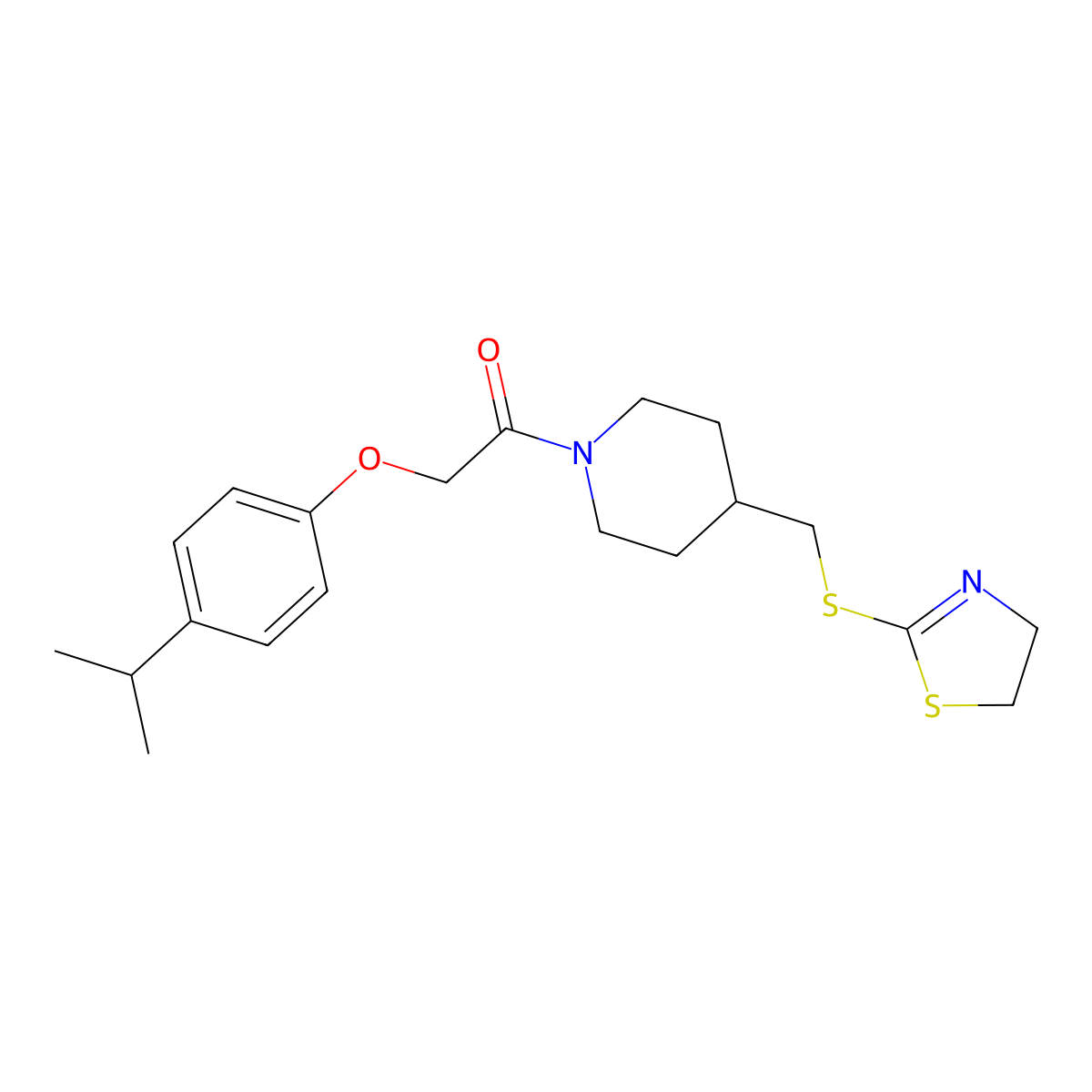 1-(4-(((4,5-Dihydrothiazol-2-yl)thio)methyl)piperidin-1-yl)-2-(4-isopropylphenoxy)ethanone molecular structure, CAS 1396630-78-6