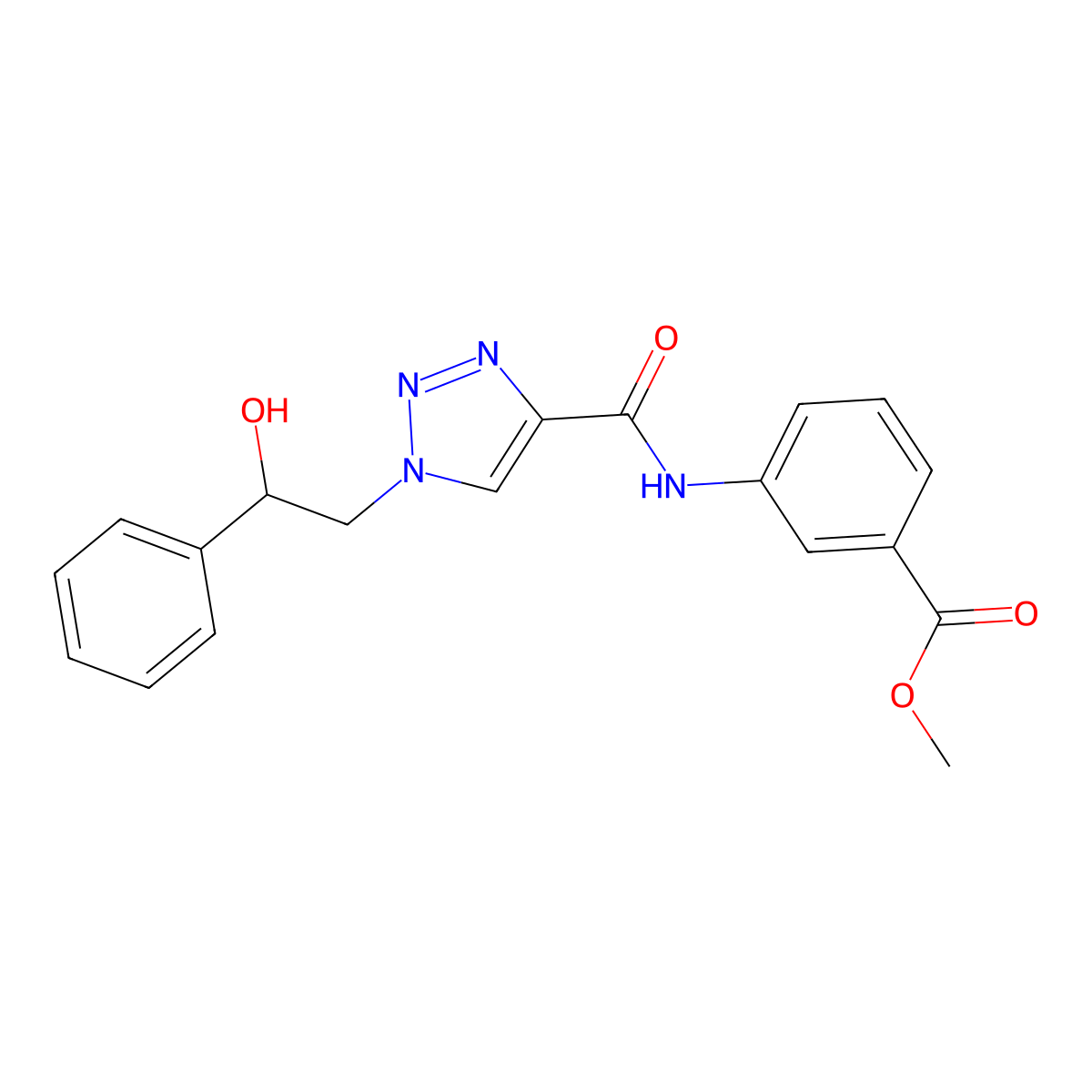 methyl 3-[1-(2-hydroxy-2-phenylethyl)-1H-1,2,3-triazole-4-amido]benzoate molecular structure, CAS 1396630-88-8