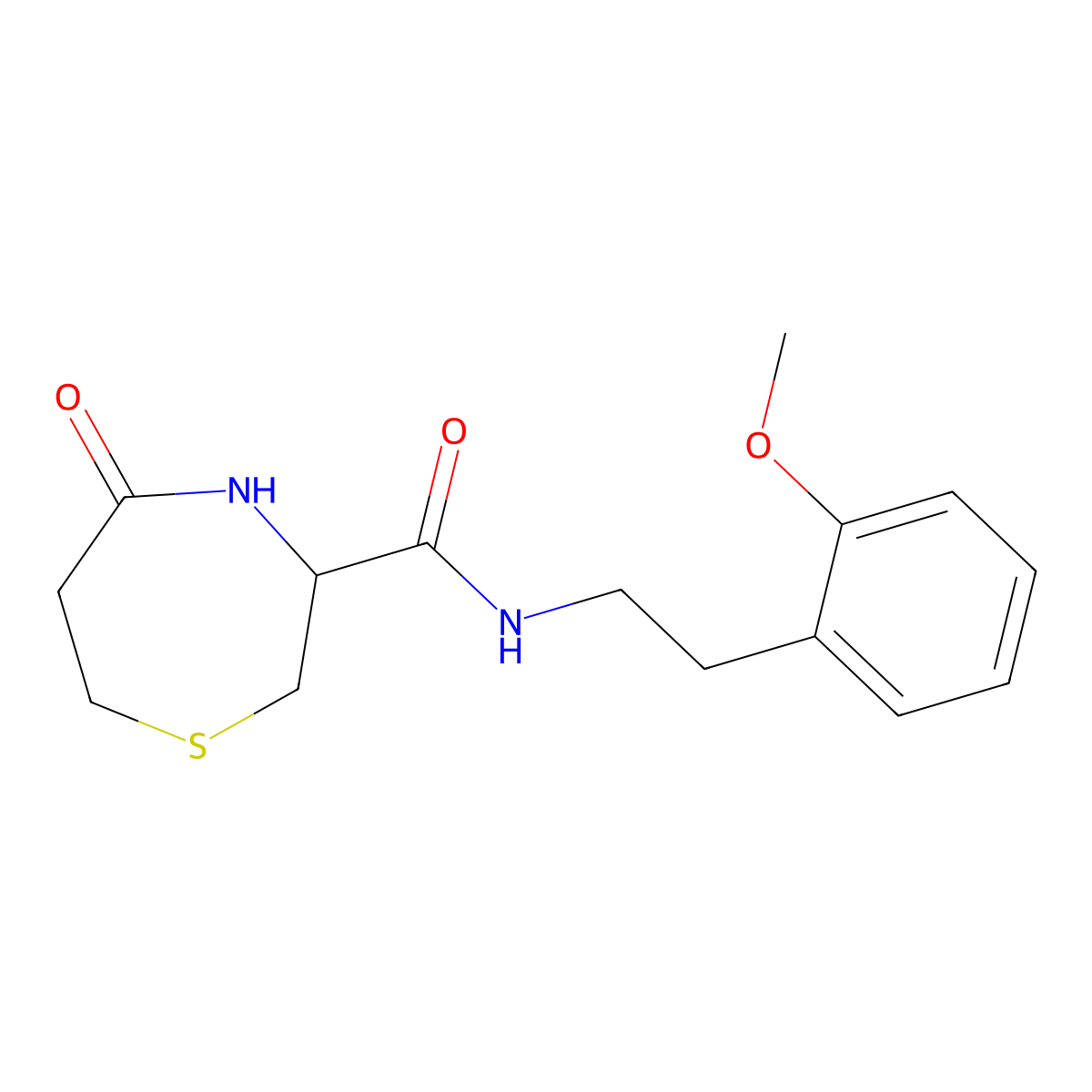N-(2-methoxyphenethyl)-5-oxo-1,4-thiazepane-3-carboxamide molecular structure, CAS 1396631-02-9