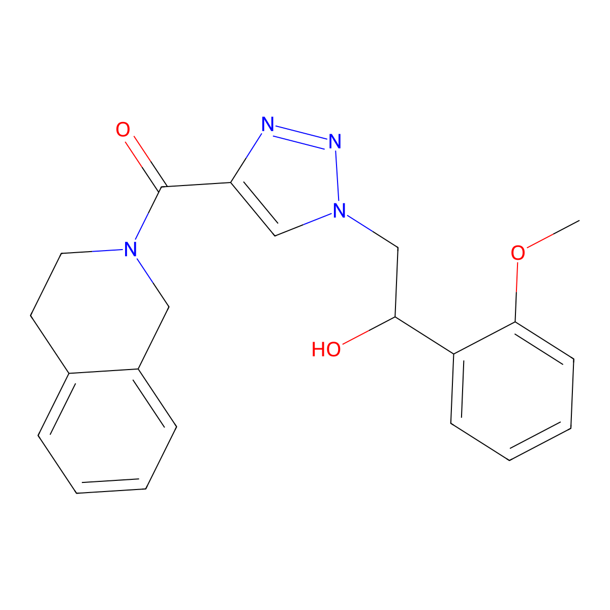2-[4-(3,4-dihydroisoquinolin-2(1H)-ylcarbonyl)-1H-1,2,3-triazol-1-yl]-1-(2-methoxyphenyl)ethanol molecular structure, CAS 1396631-17-6