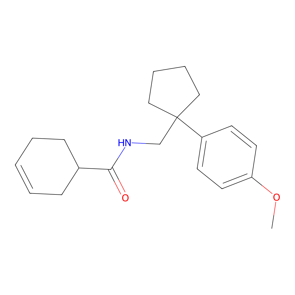 N-((1-(4-methoxyphenyl)cyclopentyl)methyl)cyclohex-3-enecarboxamide molecular structure, CAS 1396631-26-7