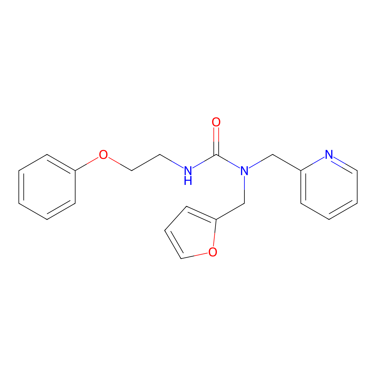 1-(Furan-2-ylmethyl)-3-(2-phenoxyethyl)-1-(pyridin-2-ylmethyl)urea molecular structure, CAS 1396631-36-9