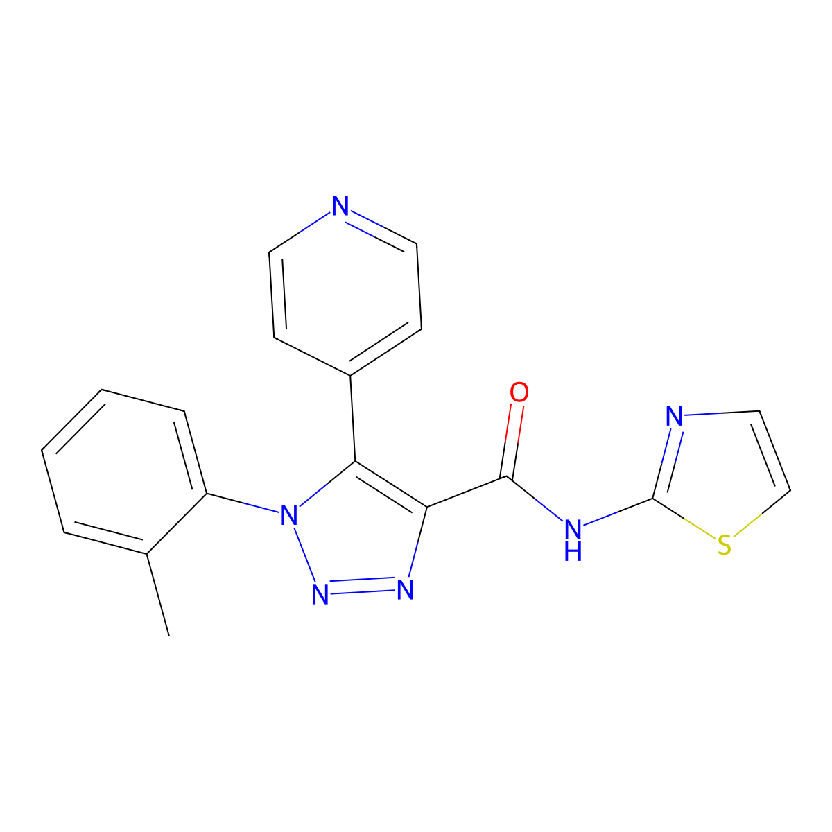 1-(2-methylphenyl)-5-(pyridin-4-yl)-N-(1,3-thiazol-2-yl)-1H-1,2,3-triazole-4-carboxamide molecular structure, CAS 1396631-38-1