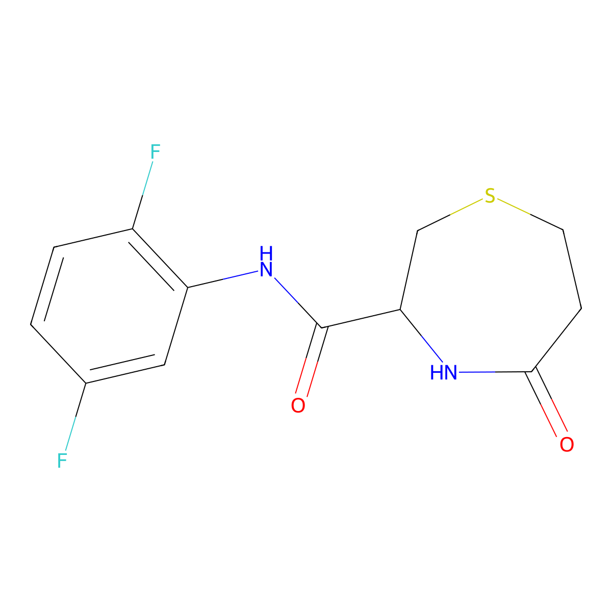 N-(2,5-difluorophenyl)-5-oxo-1,4-thiazepane-3-carboxamide molecular structure, CAS 1396631-50-7