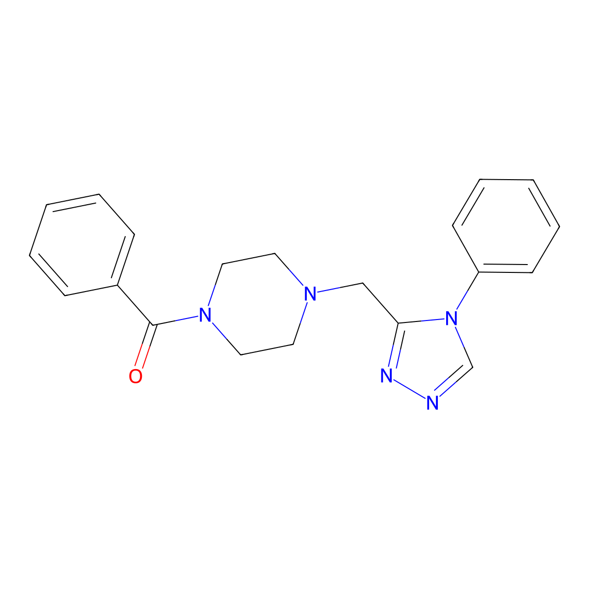 1-benzoyl-4-[(4-phenyl-4H-1,2,4-triazol-3-yl)methyl]piperazine molecular structure, CAS 1396631-57-4