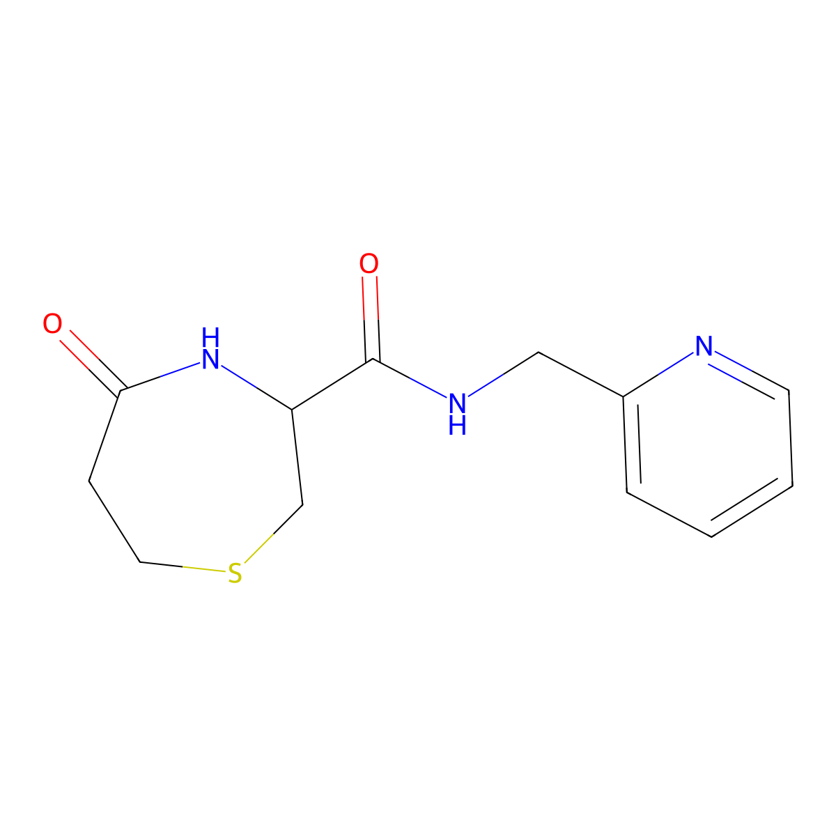 5-oxo-N-(pyridin-2-ylmethyl)-1,4-thiazepane-3-carboxamide molecular structure, CAS 1396631-59-6