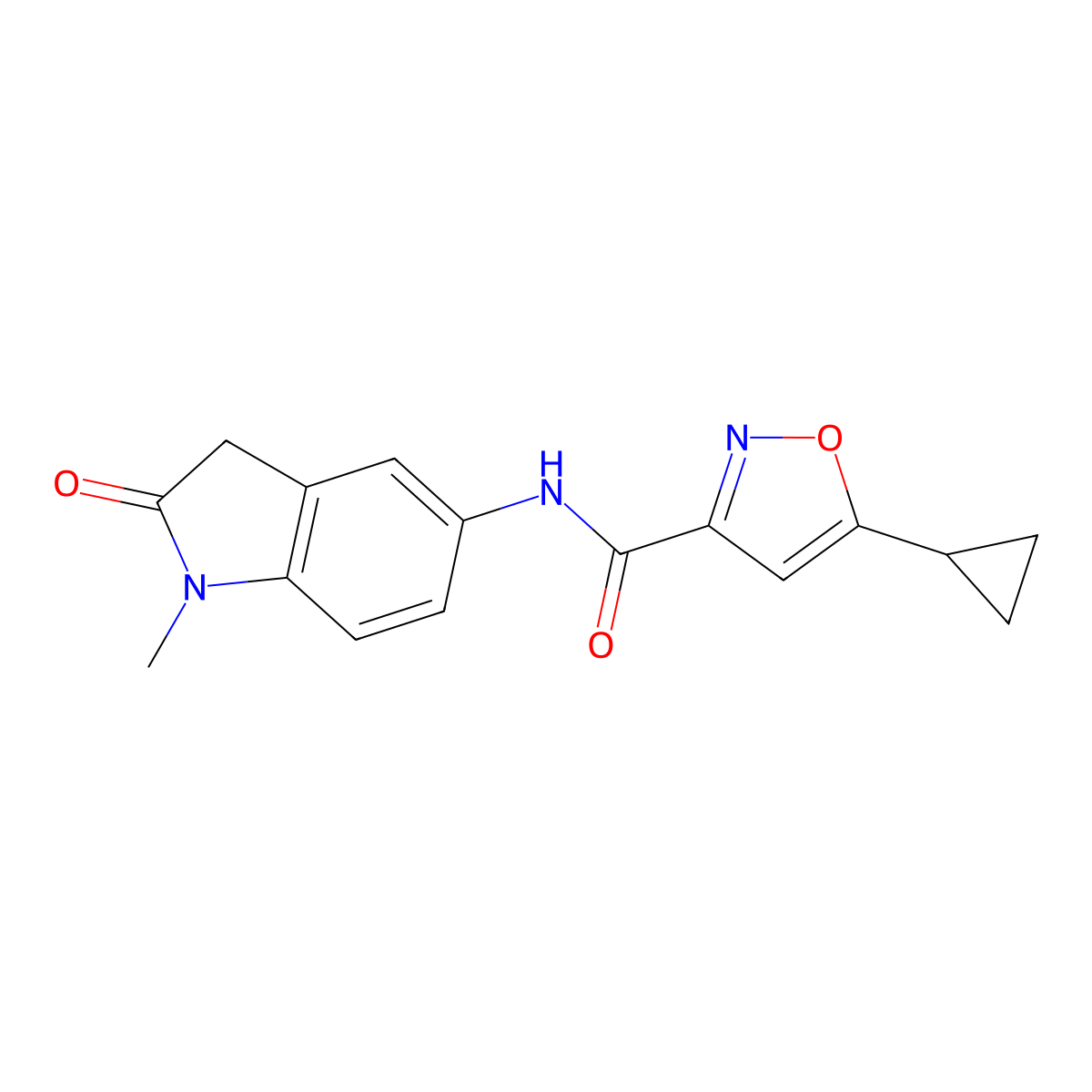 5-cyclopropyl-N-(1-methyl-2-oxoindolin-5-yl)isoxazole-3-carboxamide molecular structure, CAS 1396631-60-9