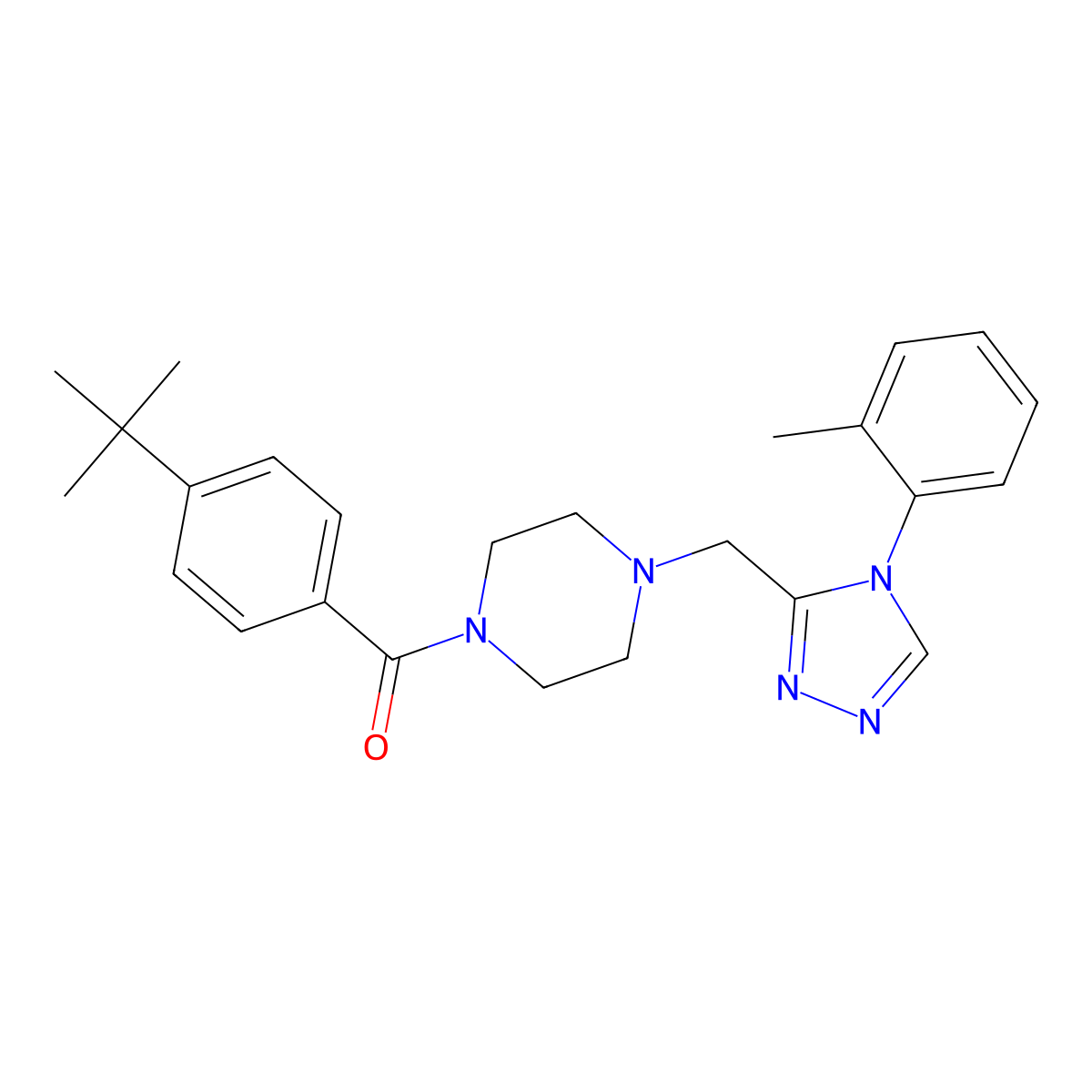 1-(4-tert-butylbenzoyl)-4-{[4-(2-methylphenyl)-4H-1,2,4-triazol-3-yl]methyl}piperazine molecular structure, CAS 1396631-92-7