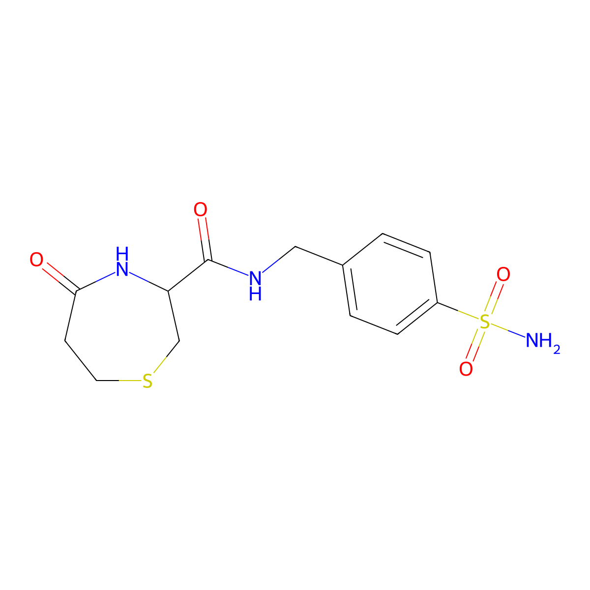 5-oxo-N-(4-sulfamoylbenzyl)-1,4-thiazepane-3-carboxamide molecular structure, CAS 1396631-95-0