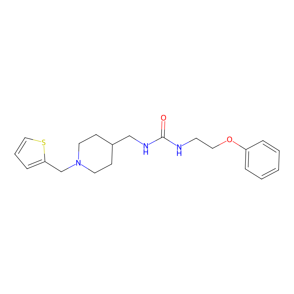 1-(2-Phenoxyethyl)-3-((1-(thiophen-2-ylmethyl)piperidin-4-yl)methyl)urea molecular structure, CAS 1396631-98-3