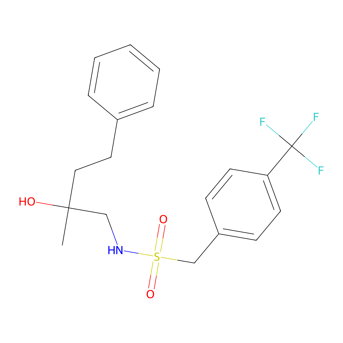 N-(2-hydroxy-2-methyl-4-phenylbutyl)-1-[4-(trifluoromethyl)phenyl]methanesulfonamide molecular structure, CAS 1396632-00-0