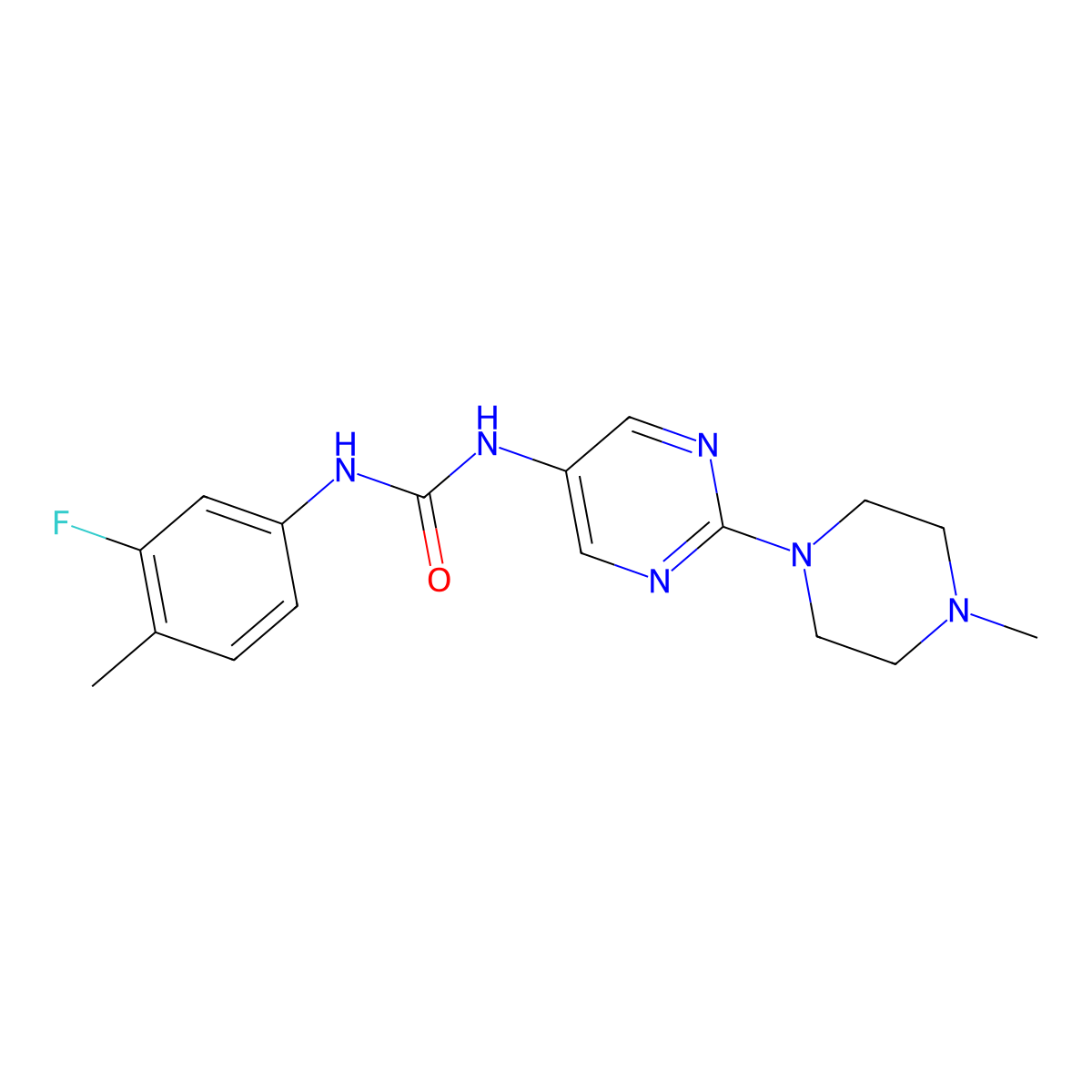 1-(3-Fluoro-4-methylphenyl)-3-[2-(4-methylpiperazin-1-yl)pyrimidin-5-yl]urea molecular structure, CAS 1396632-01-1