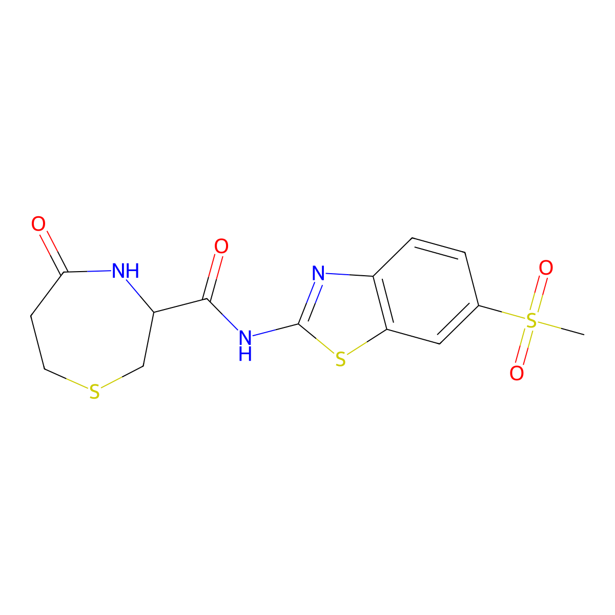 N-(6-(methylsulfonyl)benzo[d]thiazol-2-yl)-5-oxo-1,4-thiazepane-3-carboxamide molecular structure, CAS 1396632-07-7