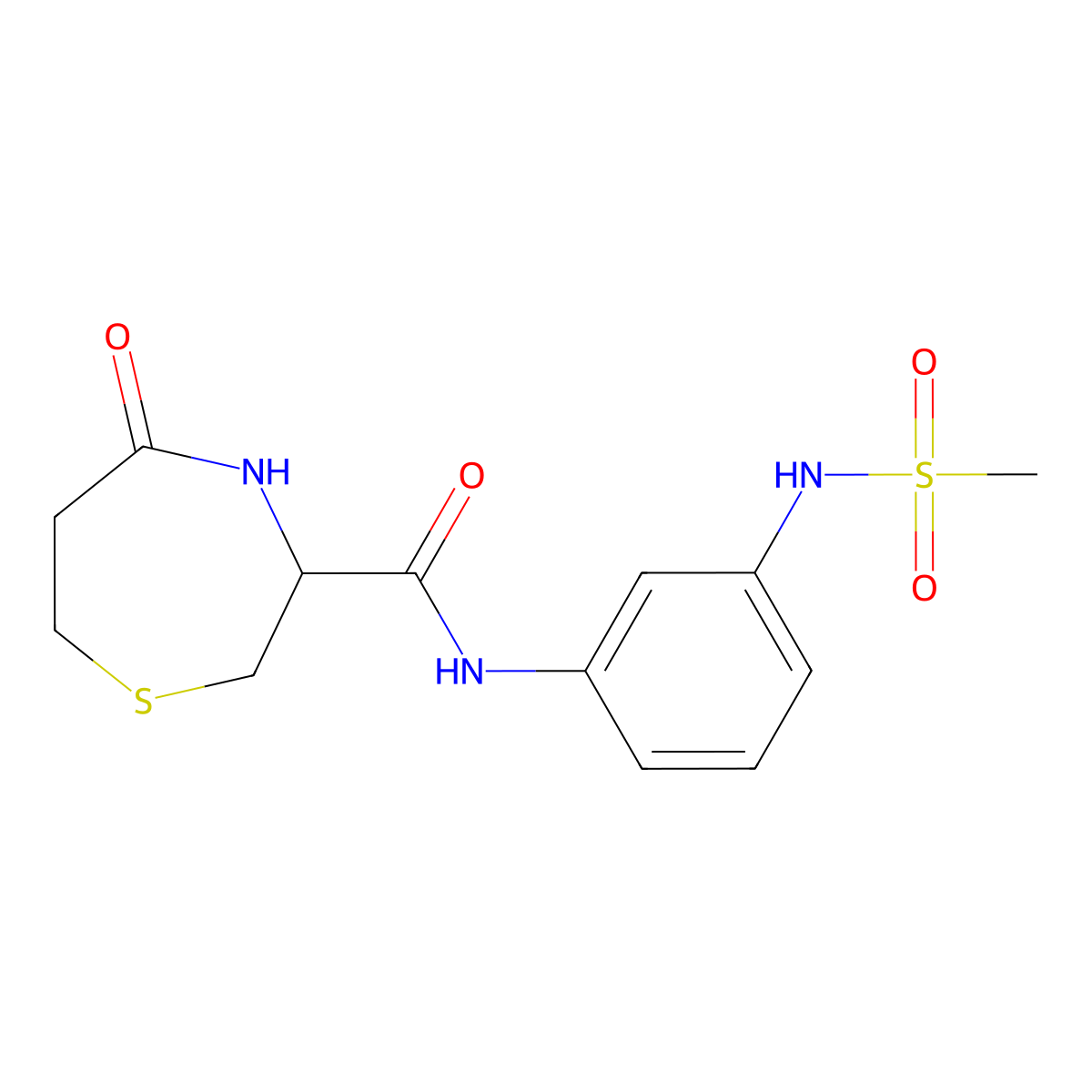 N-(3-(methylsulfonamido)phenyl)-5-oxo-1,4-thiazepane-3-carboxamide molecular structure, CAS 1396632-16-8