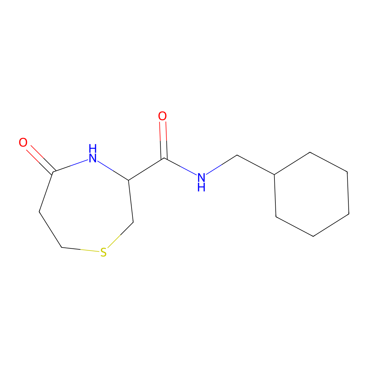 N-(cyclohexylmethyl)-5-oxo-1,4-thiazepane-3-carboxamide molecular structure, CAS 1396632-44-2