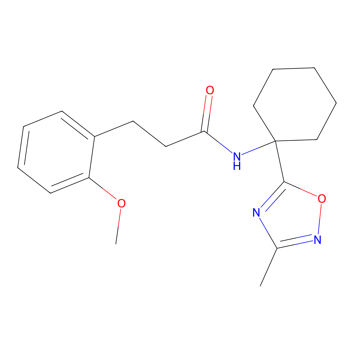 3-(2-methoxyphenyl)-N-[1-(3-methyl-1,2,4-oxadiazol-5-yl)cyclohexyl]propanamide molecular structure, CAS 1396632-45-3