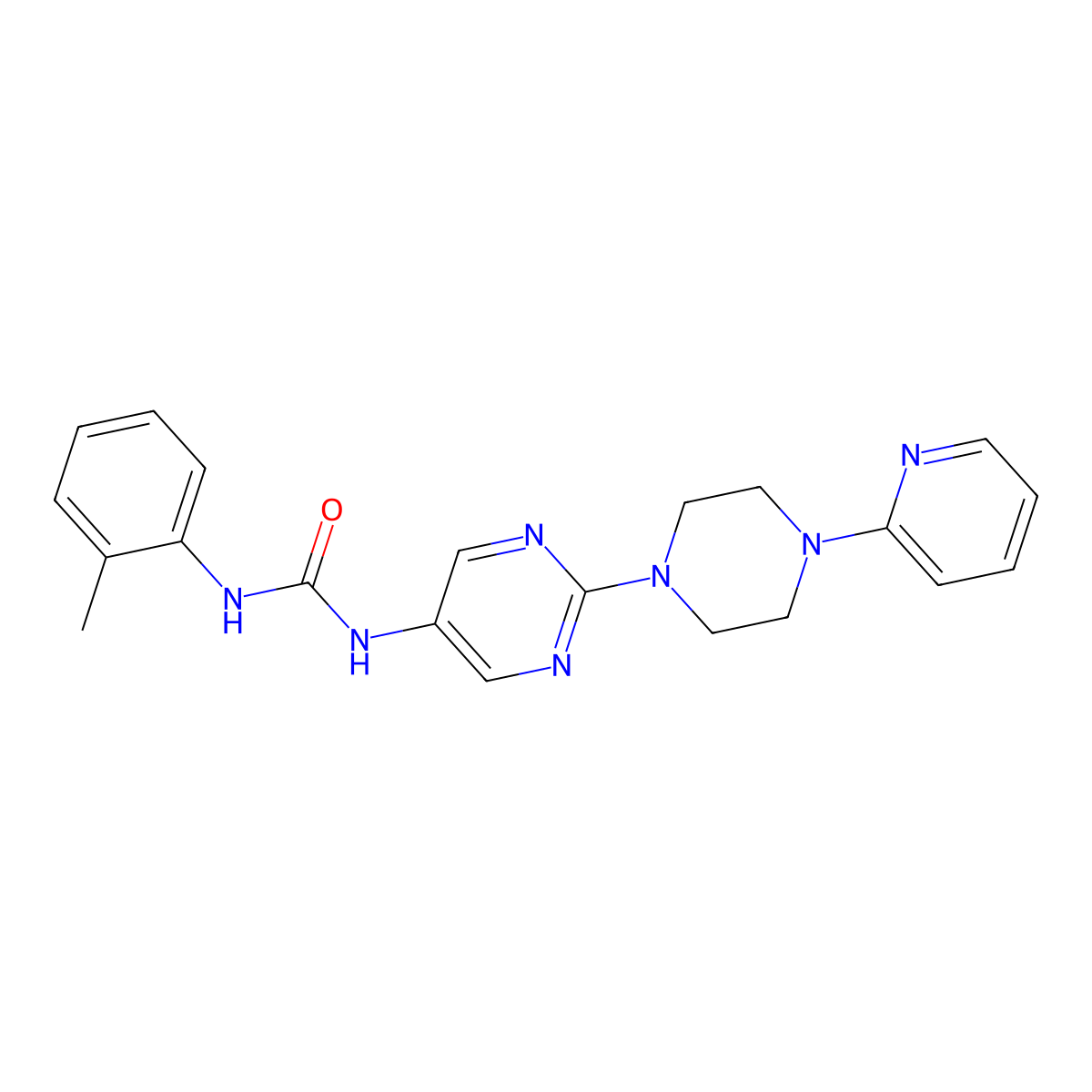1-(2-(4-(Pyridin-2-yl)piperazin-1-yl)pyrimidin-5-yl)-3-(o-tolyl)urea molecular structure, CAS 1396632-46-4