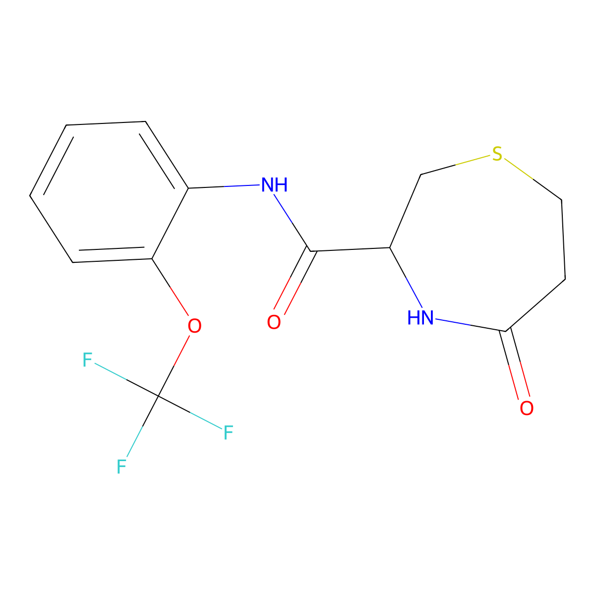 5-oxo-N-[2-(trifluoromethoxy)phenyl]-1,4-thiazepane-3-carboxamide molecular structure, CAS 1396632-59-9