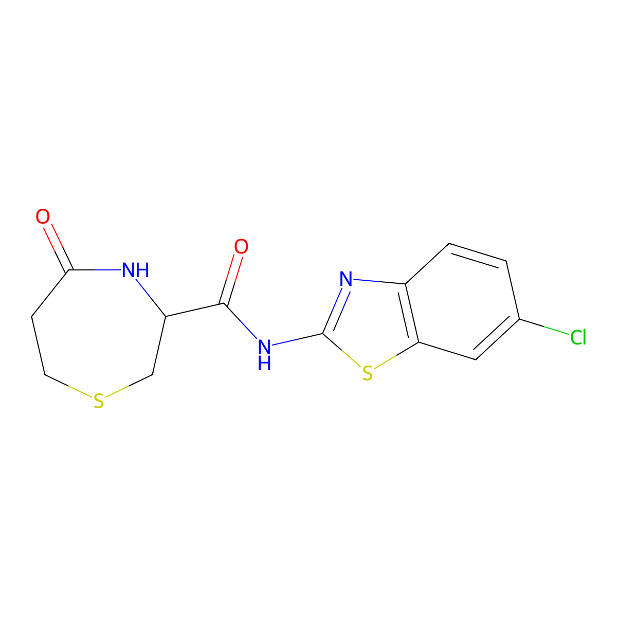 N-(6-chlorobenzo[d]thiazol-2-yl)-5-oxo-1,4-thiazepane-3-carboxamide molecular structure, CAS 1396632-76-0