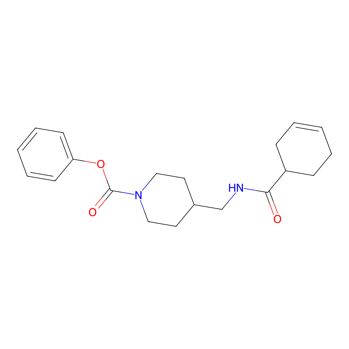 Phenyl 4-((cyclohex-3-enecarboxamido)methyl)piperidine-1-carboxylate molecular structure, CAS 1396632-83-9
