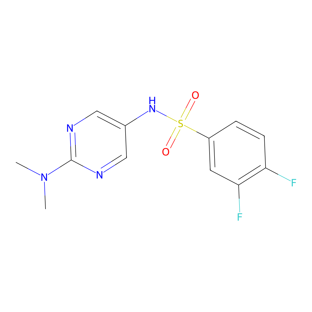 N-(2-(dimethylamino)pyrimidin-5-yl)-3,4-difluorobenzenesulfonamide molecular structure, CAS 1396633-02-5