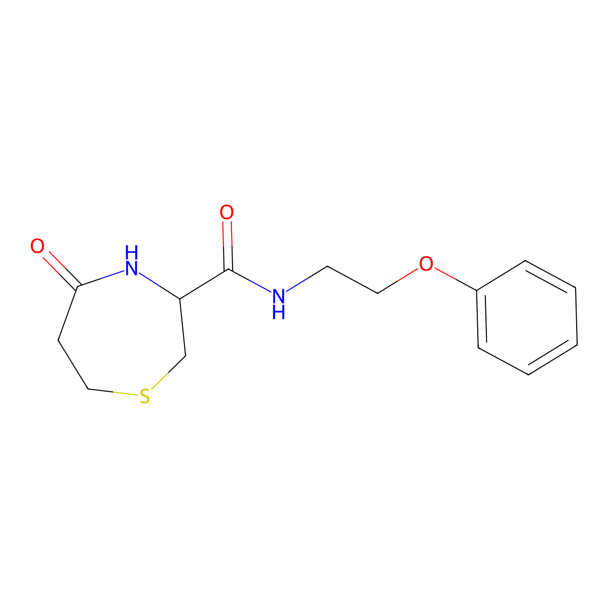 5-oxo-N-(2-phenoxyethyl)-1,4-thiazepane-3-carboxamide molecular structure, CAS 1396633-15-0