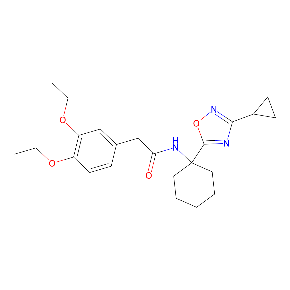 N-[1-(3-cyclopropyl-1,2,4-oxadiazol-5-yl)cyclohexyl]-2-(3,4-diethoxyphenyl)acetamide molecular structure, CAS 1396633-24-1