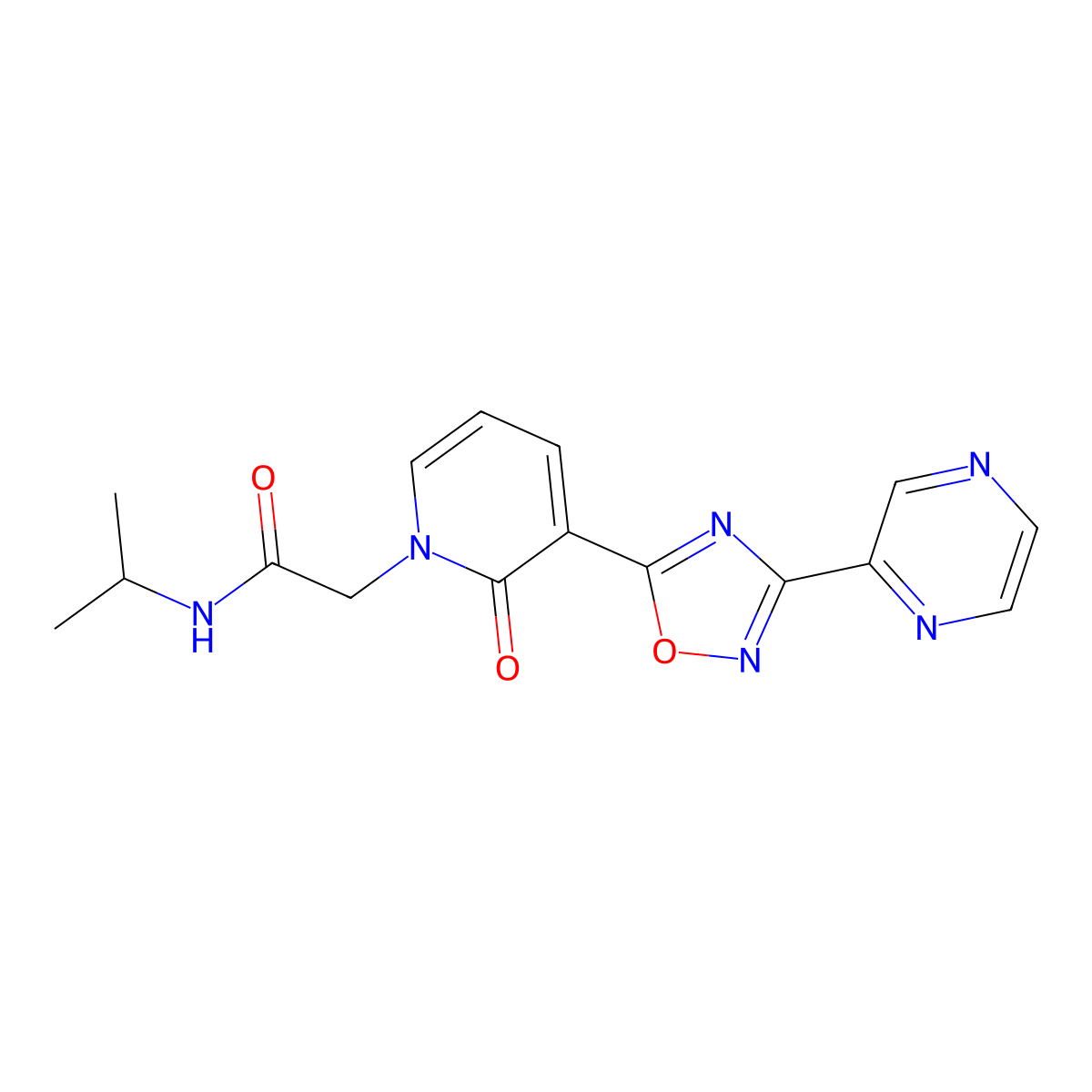 N-isopropyl-2-[2-oxo-3-(3-pyrazin-2-yl-1,2,4-oxadiazol-5-yl)pyridin-1(2H)-yl]acetamide molecular structure, CAS 1396633-30-9