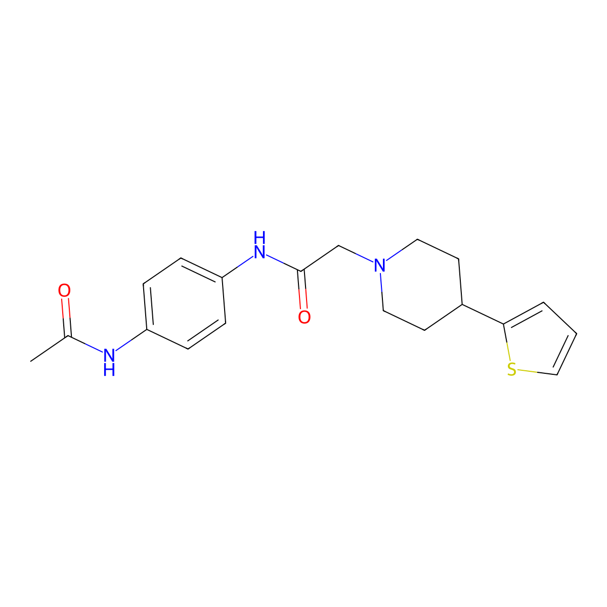 N-(4-acetamidophenyl)-2-[4-(thiophen-2-yl)piperidin-1-yl]acetamide molecular structure, CAS 1396633-96-7