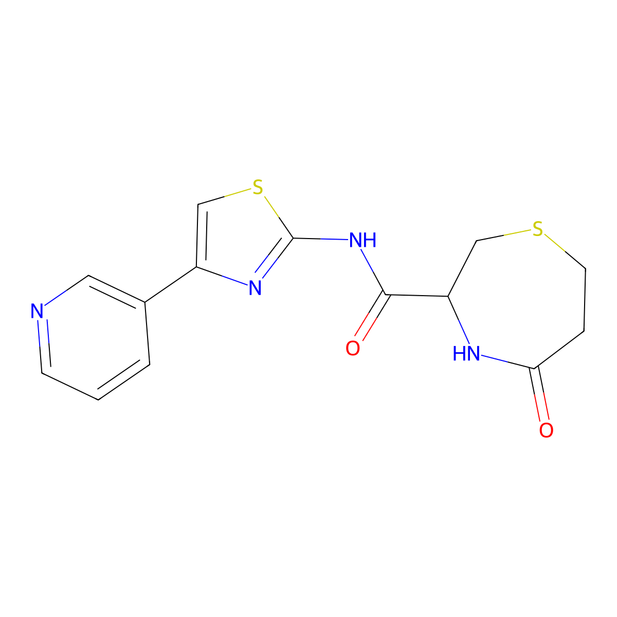 5-oxo-N-(4-(pyridin-3-yl)thiazol-2-yl)-1,4-thiazepane-3-carboxamide molecular structure, CAS 1396634-27-7