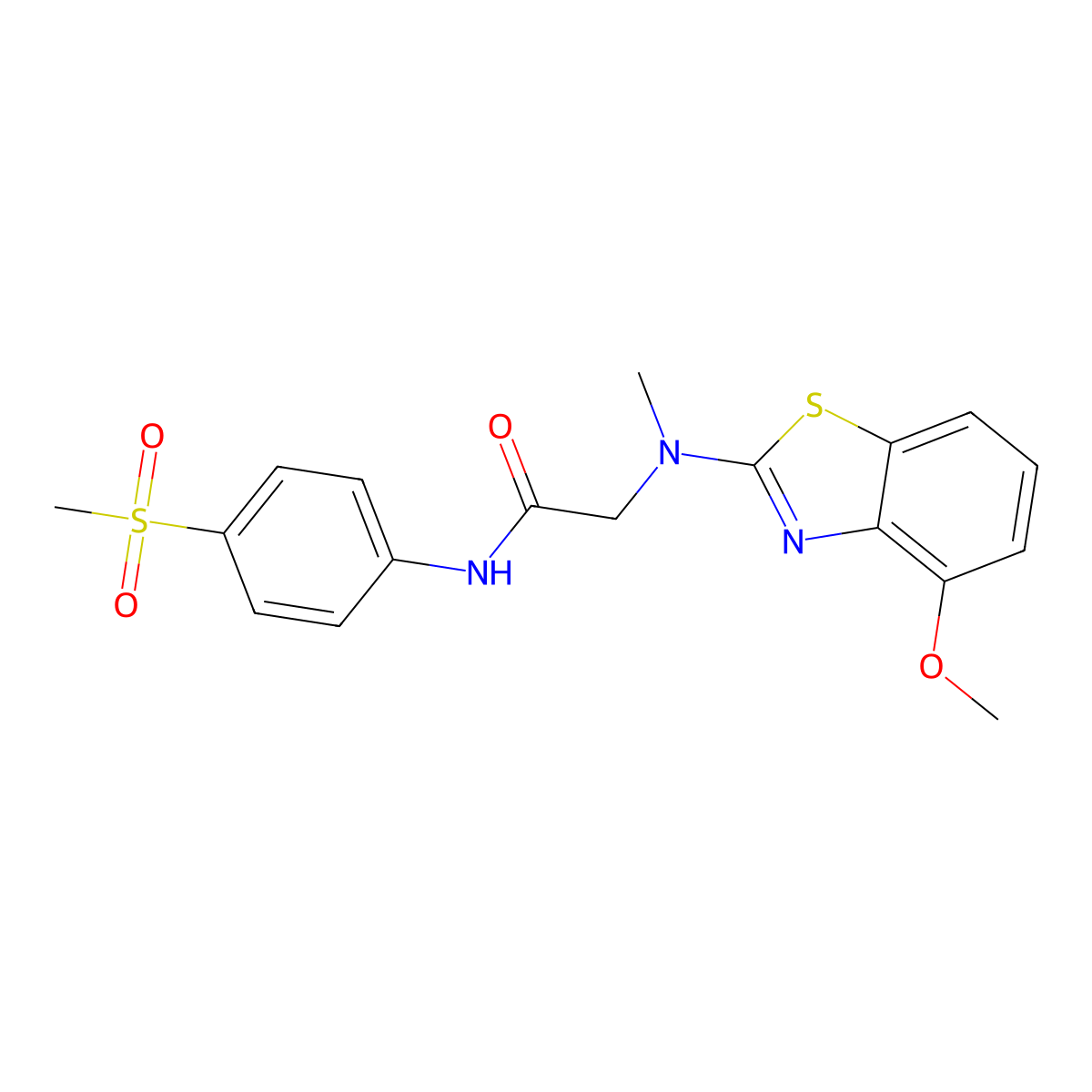 2-((4-methoxybenzo[d]thiazol-2-yl)(methyl)amino)-N-(4-(methylsulfonyl)phenyl)acetamide molecular structure, CAS 1396634-33-5