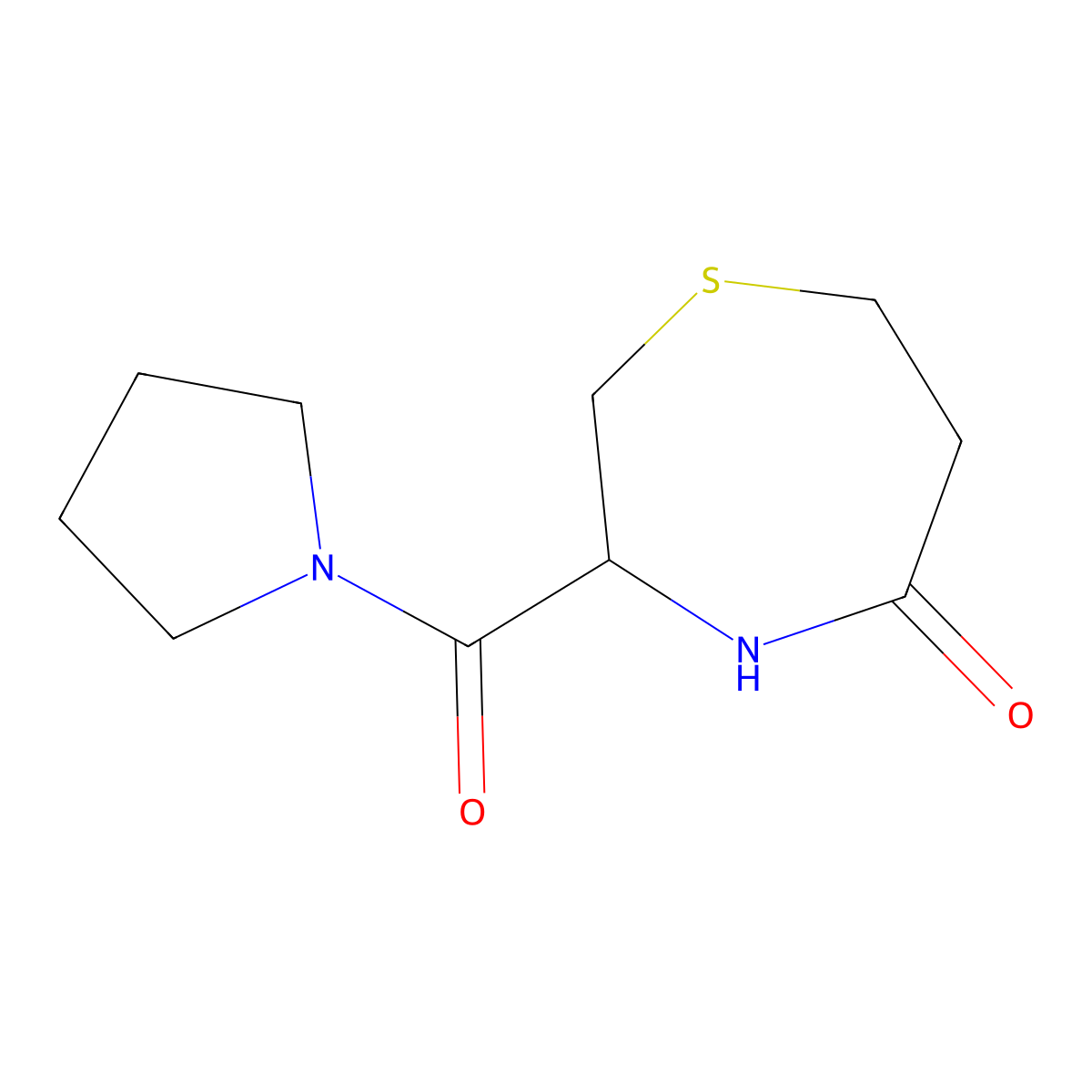 3-(Pyrrolidine-1-carbonyl)-1,4-thiazepan-5-one molecular structure, CAS 1396634-54-0