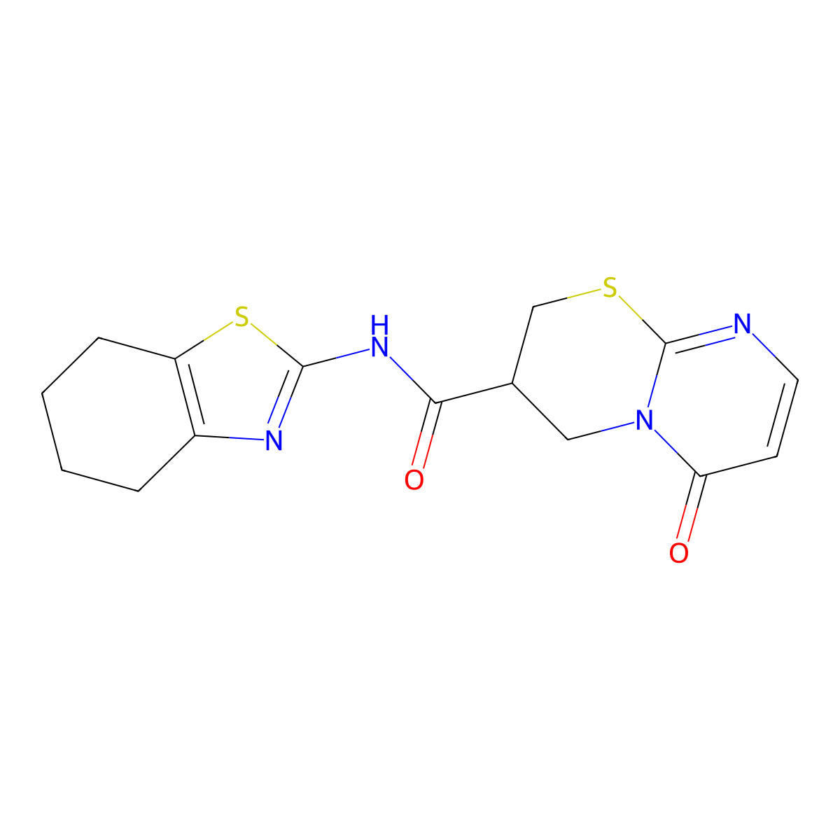 6-oxo-N-(4,5,6,7-tetrahydrobenzo[d]thiazol-2-yl)-2,3,4,6-tetrahydropyrimido[2,1-b][1,3]thiazine-3-carboxamide molecular structure, CAS 1396634-93-7
