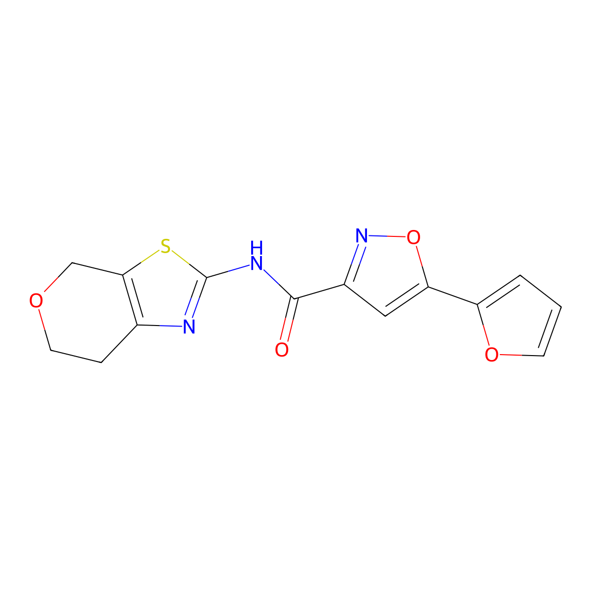 N-(6,7-dihydro-4H-pyrano[4,3-d]thiazol-2-yl)-5-(furan-2-yl)isoxazole-3-carboxamide molecular structure, CAS 1396635-03-2